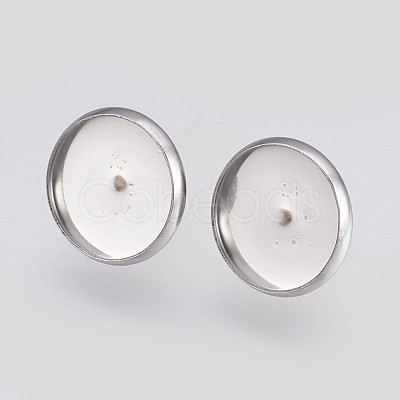 Tarnish Resistant 304 Stainless Steel Earring Cabochon Settings STAS-E426-85B-P-1