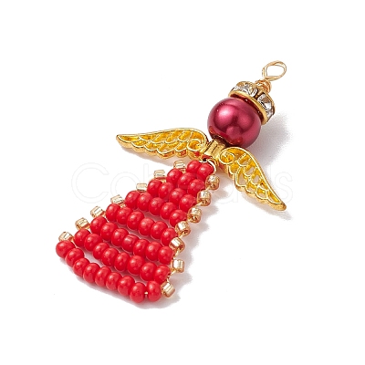 Angel Glass Seed Beads Pendants Decrotions HJEW-MZ00113-04-1