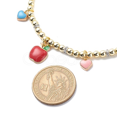 Heart & Cherry & Grape & Apple Enamel Fruit Charms Necklace NJEW-JN03964-1