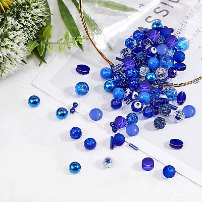 PandaHall Elite 18 Style Blue Glass Beads GLAA-PH0007-08-1