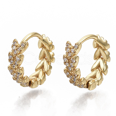 Brass Micro Pave Cubic Zirconia Huggie Hoop Earring EJEW-N011-03G-1