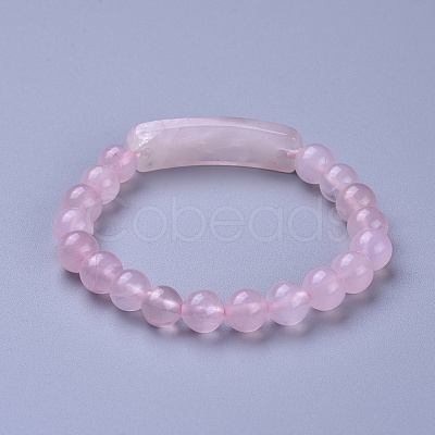 Natural Rose Quartz Stretch Bracelets BJEW-F395-D01-1