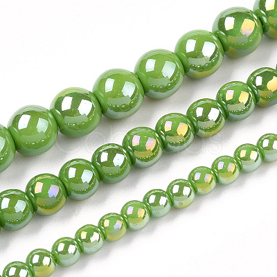 Electroplate Opaque Glass Beads Strands GLAA-T032-P8mm-AB06-1