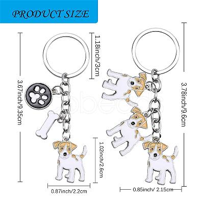 WEWAYSMILE 2 pcs Dog Keychain Car Keychain Pet Pendant Key-Ring Lovely Dog Key-ring Portable Metal Keychain Gift for Pet Lover Birthday Puppy Theme Party Supplies (Jack Dog) JX796A-1