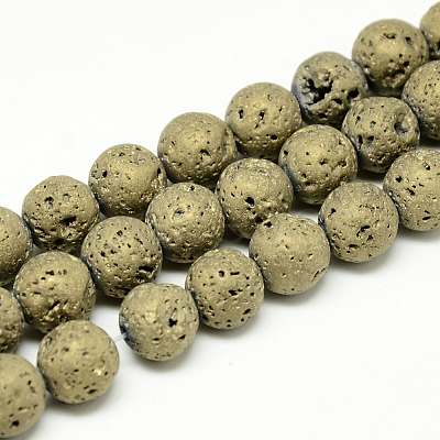 Electroplate Natural Lava Rock Beads Strands G-T058-03D-1