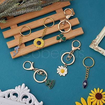 6Pcs Alloy Enamel Pendants Keychain KEYC-SW00003-01-1