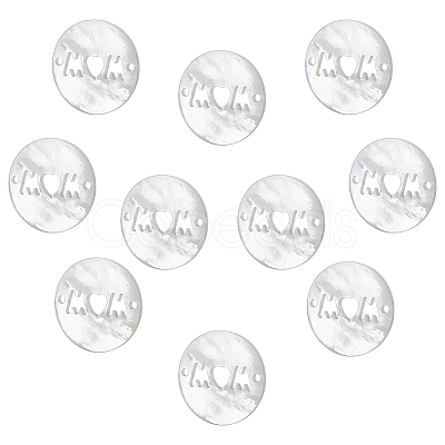 Nbeads 10Pcs Natural White Shell Connector Charms SSHEL-NB0001-37-1