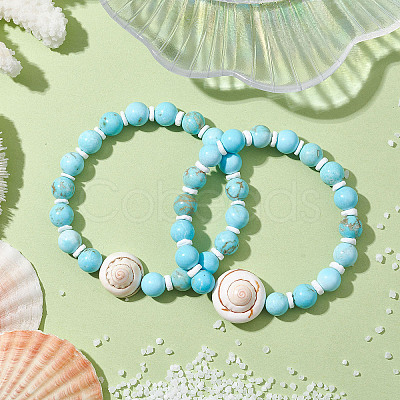 Summer Beach Natural Shiva Eye Shell Bead Bracelets BJEW-JB10313-03-1