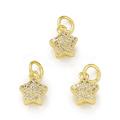 Rack Plating Brass Micro Pave Clear Cubic Zirconia Charms KK-C011-56G-1