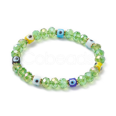 Handmade Lampwork Evil Eye Stretch Bracelets BJEW-JB09327-1