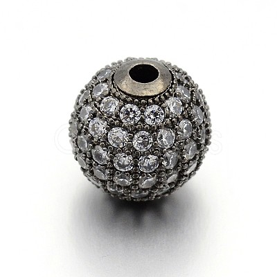 CZ Brass Micro Pave Cubic Zirconia Round Beads ZIRC-L017-01B-1