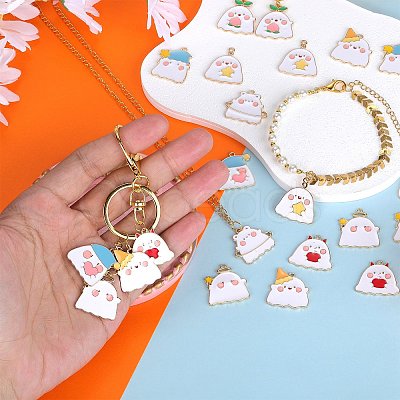 24Pcs 8 Style Halloween Theme Alloy Enamel Pendants ENAM-SZ0004-24-1