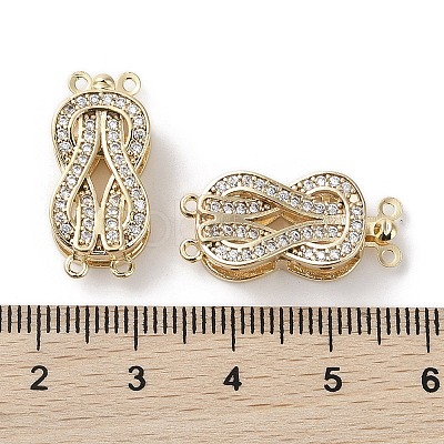 Brass Micro Pave Clear Cubic Zirconia Box Clasps KK-G491-01G-1