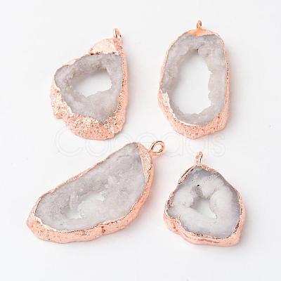 Natural Geode Agate Druzy Slice Pendants G-L461-04A-1