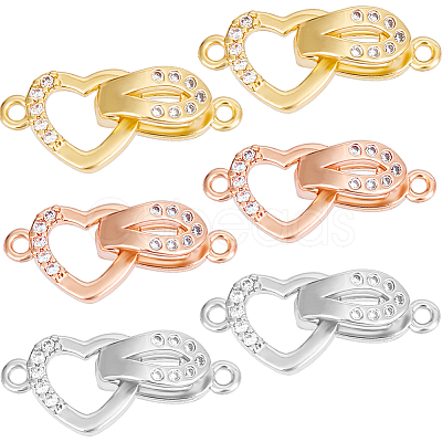 CREATCABIN 6Pcs 3 Colors Brass Micro Pave Clear Cubic Zirconia Fold Over Clasps KK-CN0002-86-1