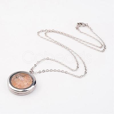 Natural Citrine Alloy Pendant Necklaces NJEW-JN01598-03-1