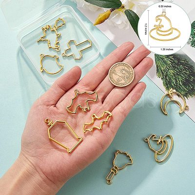 9Pcs 9 Style Zinc Alloy Open Back Bezel Pendants FIND-SZ0001-43-1