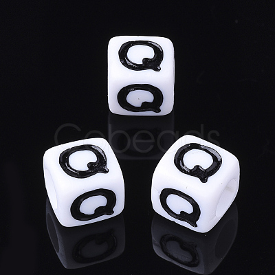 Acrylic Horizontal Hole Letter Beads X-PL37C9129-Q-1