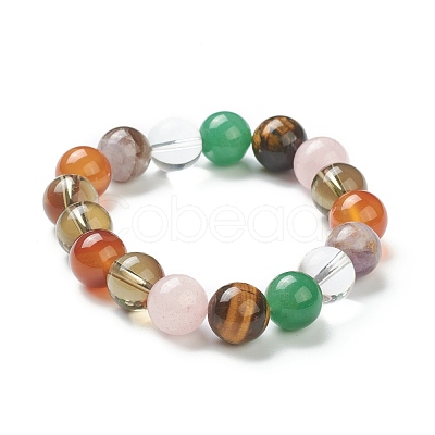 Natural Mixed Stone Beaded Stretch Bracelets BJEW-A117-E-39-1