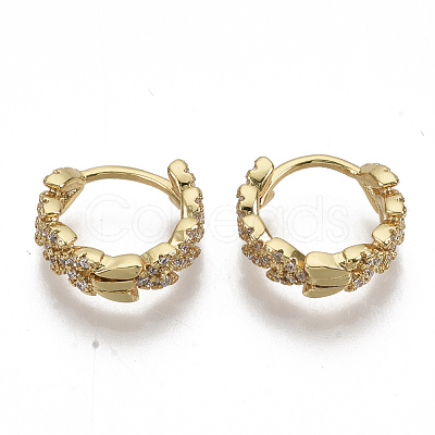 Brass Micro Pave Cubic Zirconia Huggie Hoop Earring EJEW-N011-03G-1