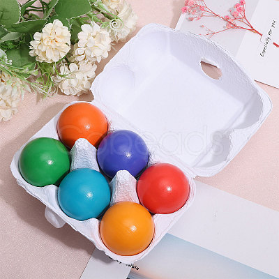 6 Colors Rainbow Color Wooden Ball Toys AJEW-WH0472-83B-1