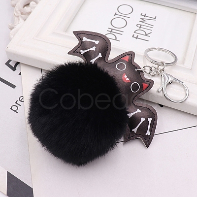 Bat Furry Pom-Pom Keychain for Women PW-WG68272-03-1