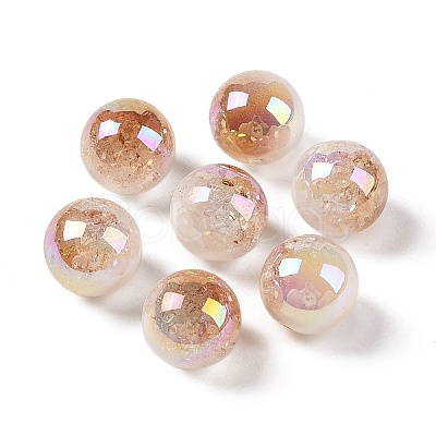 UV Plating Opaque Crackle Two-tone Acrylic Beads MACR-C032-01G-1