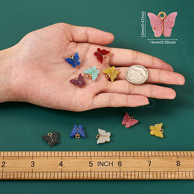 44Pcs 11 Colors Vintage Alloy Acrylic Charms PALLOY-TA0002-38-1