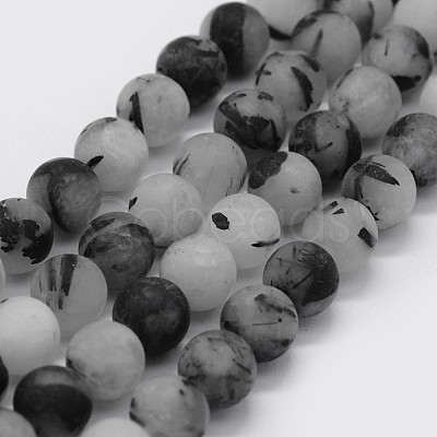 Natural Black Rutilated Quartz Beads Strands G-F570-02-6mm-1