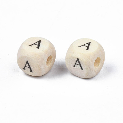 Printed Natural Wood Beads X-WOOD-T026-001A-1