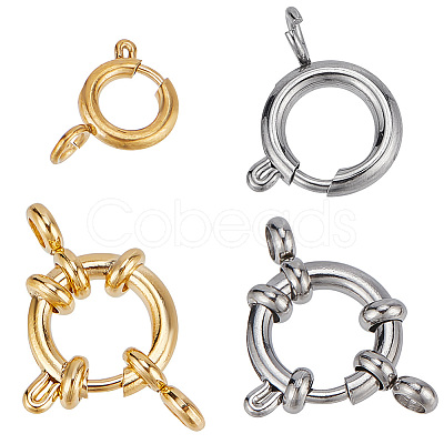 GOMAKERER 8Pcs 4 Styles 304 Stainless Steel Spring Ring Clasps STAS-GO0001-17-1