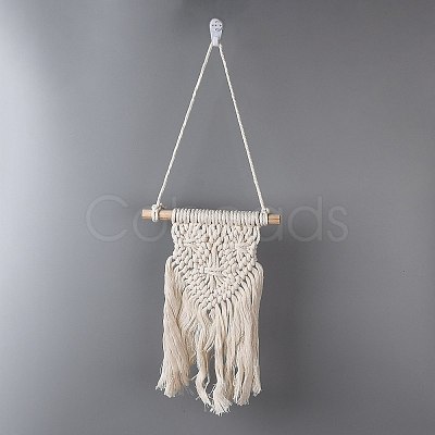 Cotton Cord Macrame Woven Wall Hanging HJEW-C010-15-1