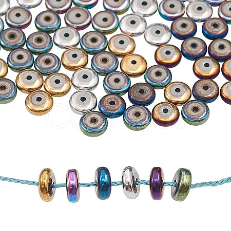 210Pcs 6 Colors Vacuum Plating Non-magnetic Synthetic Hematite Beads G-CJ0001-45-1