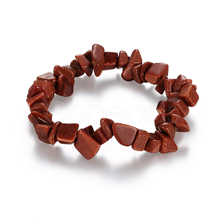 Synthetic Goldstone Chips Stretch Bracelets BJEW-BB16534-H-1