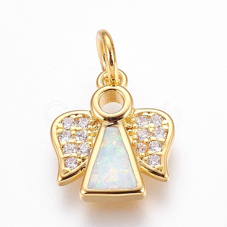 Brass Cubic Zirconia Pendants ZIRC-G144-03G-01-1