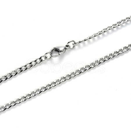 Non-Tarnish Men's 304 Stainless Steel Cuban Link Chain Necklace NJEW-S420-002P-1