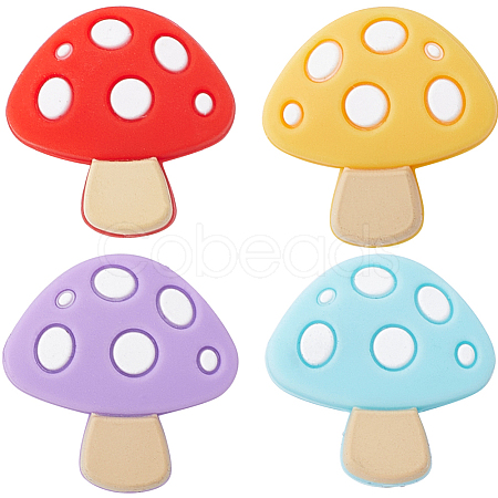 SUNNYCLUE 16Pcs 4 Colors Mushroom Food Grade Eco-Friendly Silicone Focal Beads SIL-SC0001-66-1