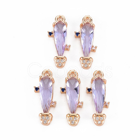 Rack Plating Brass Micro Pave Clear Cubic Zirconia Pendants KK-T060-63D-RS-1