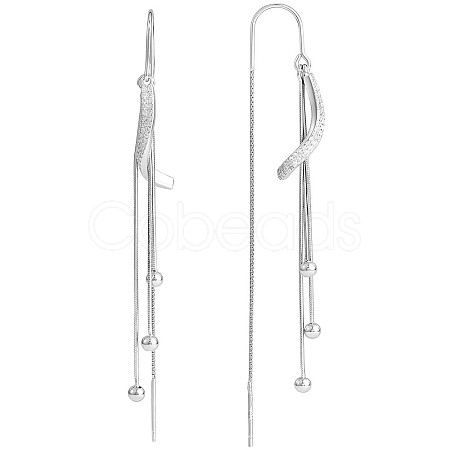 Clear Cubic Zirconia Twist with Chain Tassel Dangle Earrings JE1034A-1