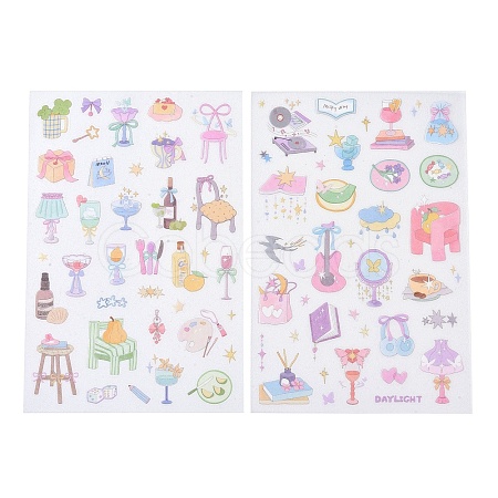 2Pcs 2 Styles PET Self-Adhesive Stickers STIC-P011-A03-1