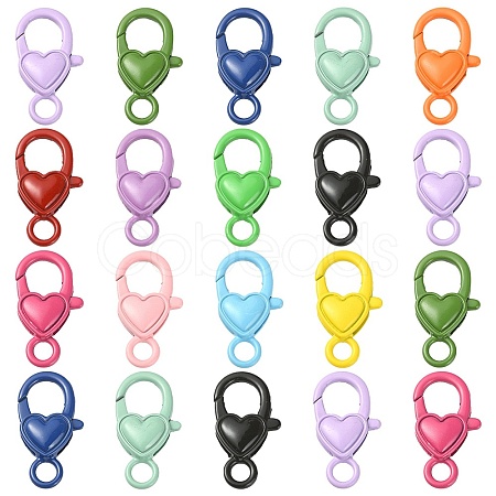 20Pcs Spray Painted Eco-Friendly Alloy Lobster Claw Clasps PALLOY-YW026-01-1