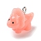 Opaque Resin Dinosaur Pendants, Cartoon Triceratops Charms with Platinum Tone Iron Loops, Pink, 15x21x9mm, Hole: 2mm