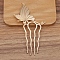 Alloy Hair Comb Findings, Cabochon Settings, Butterfly, Rose Gold, 103x62mm