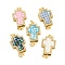 Rack Plating Brass Micro Pave Cubic Zirconia & Shell & Enamel Box Clasps, Cadmium Free & Lead Free, Long-Lasting Plated, Cross, Mixed Color, 19.5x11x4mm, Hole: 2.5mm