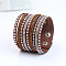 9-row Suede Cord & Rhinestone & Alloy Rivet Wrap Bracelets, Snap Bracelets for Women Girl, Sienna, 7-7/8 inch(20cm)