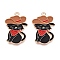 Alloy Enamel Pendants, Light Gold, Lead Free & Cadmium Free, Cowboy Cat Shape Charm, Black, 29x19x1mm, Hole: 1.8mm