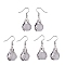 Natural Quartz Crystal Palm Dangle Earrings, Platinum Brass Jewelry for Women, 38.5mm, Pin: 0.6mm