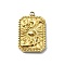 Ion Plating(IP) 304 Stainless Steel Pendants, Rectangle with Hand Charm, Real 18K Gold Plated, 19.5x12x2.5mm, Hole: 1.6mm