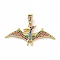 Brass Micro Pave Cubic Zirconia Pendants, Real 18K Gold Plated, Dinosaur Charms, Colorful, 18x39x3mm, Hole: 5.5x3mm