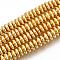 Electroplate Non-magnetic Synthetic Hematite Bead Strands, Nickel Free & Lead Free, Rondelle, Golden Plated, 8x3mm, Hole: 1mm, about 88pcs/strand, 15.7 inch